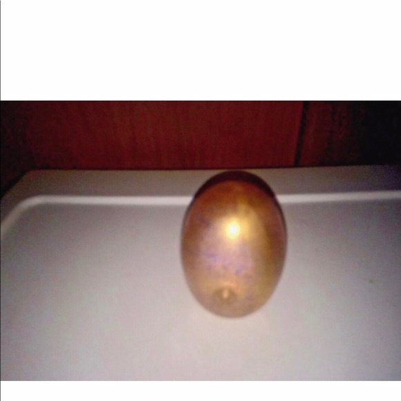 Randy Strong Glass Paperweight Gold w/Blue Flecks - Picture 16 of 16